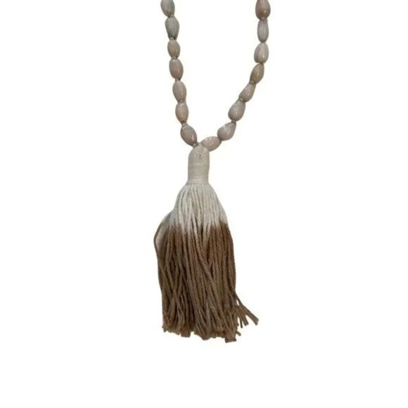 Long Seed Bead Necklace with Dip Dye Cotton Tassel - Picture 3 of 3